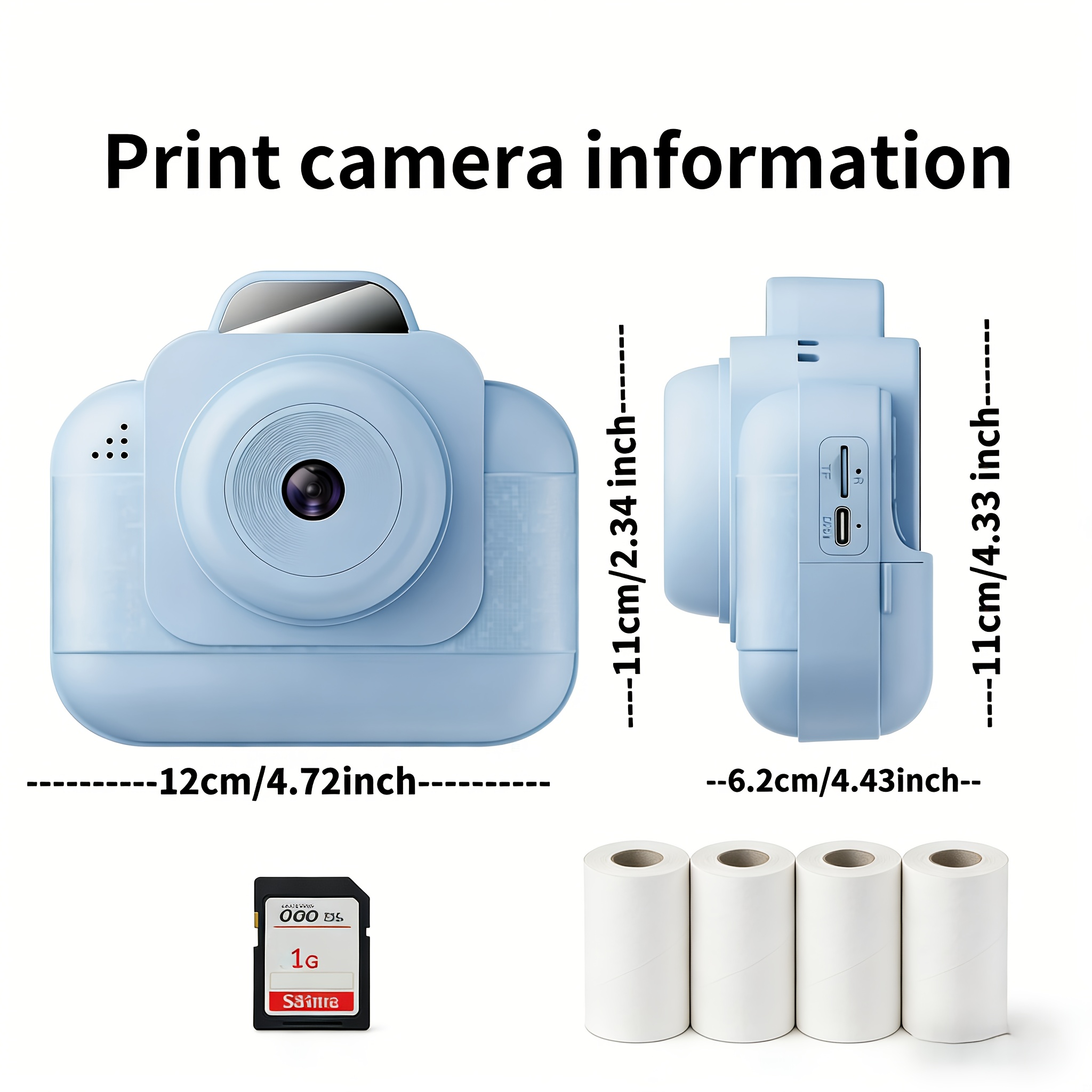Thermal Printer - Printer foto portabel (biru) dengan baterai